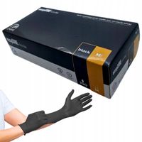 100SZT RĘKAWICZKI RĘKAWICE NITRYLOWE BEZPUDROWE MEDYCZNE BLACK CZARNE