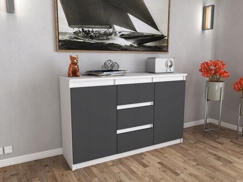 Komoda 120cm szafka z szufladami Biala Aga do salonu duza bezuchwytowa na Arena.pl