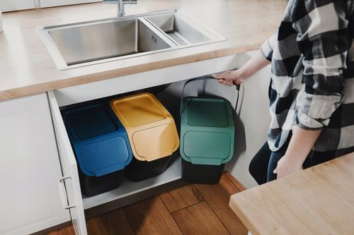 Pojemnik do segregacji odpadów kosz na śmieci metal plastik Bini żółty 25L na Arena.pl