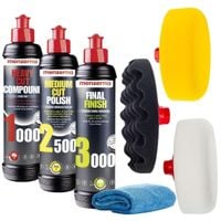 pasty polerskie do lakieru pady hml 1000 2500 3000 + fibra 3x250ml menzerna