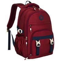 bordowy plecak szkolny z poliestru wyposażony w boczne pasy kompresyjne