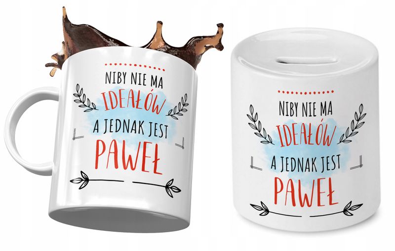 Dla Pawła Zestaw Kubek + Skarbonka Na Prezent Z Nadrukiem Ze Zdjęciem zdjęcie 1