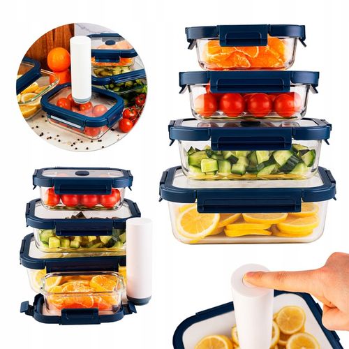 ZESTAW 4 sztuki pojemniki szklane lunchbox próżniowe do żywności + na Arena.pl