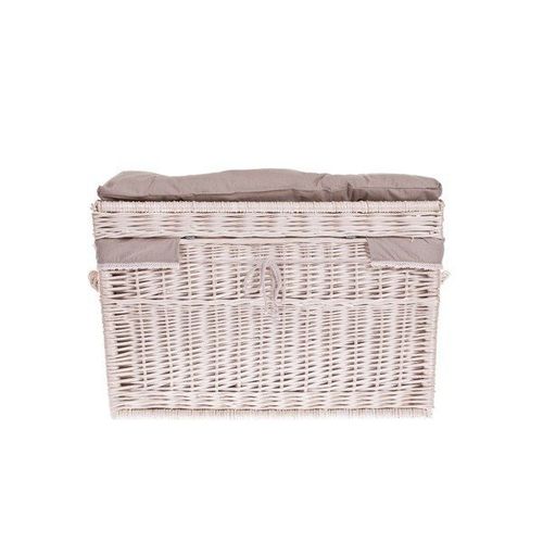 Kufer Wiklinowy Wybielany z Obszyciem Szarym kosz na zabawki 70x42 H47 cm na Arena.pl