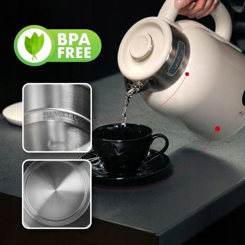 CZAJNIK ELEKTRYCZNY BEZPRZEWODOWY STALOWY RETRO DŹWIĘK BEŻOWY 2200W na Arena.pl