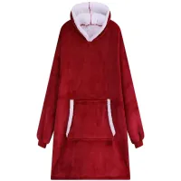 Ciepła bluza koc oversize xxl 2w1 gruba futrzak szlafrok z kapturem