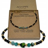 BRANSOLETKA TALIZMAN z kamieniami naturalnymi czarny turmalin - NA