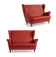 Sofa Kanapa Uszak Skandynawska czerwona glamour ekoskóra Gaja Family Meble