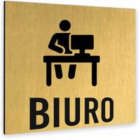Tabliczka BIURO TEKST NAPIS Tablica nierdzewna PIKTOGRAM ALUMINIUM ZŁOTA