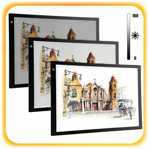 PODŚWIETLANA DESKA KREŚLARSKA LED TABLET GRAFICZNY DO RYSOWANIA A4 PREZENT na Arena.pl