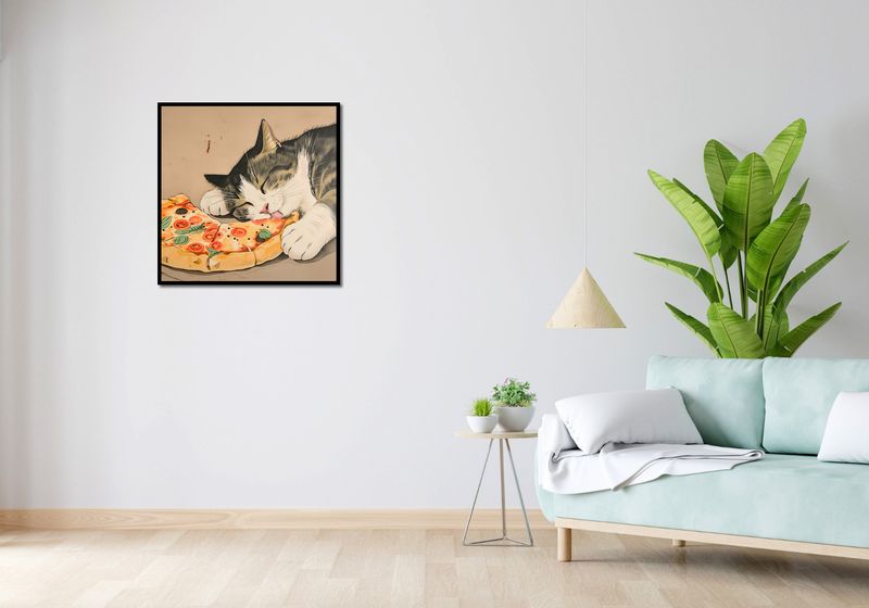 Plakat 70x70cm Pizza Dla Kota zdjęcie 4