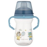 CANPOL Kubek z silikonowym ustnikiem FirstCup 250ml BONJOUR niebieski