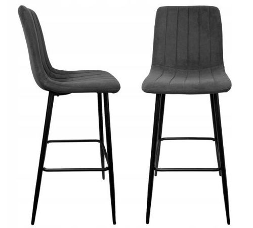 Hoker tapicerowany velvet ciemnoszary H112 krzesło barowe loft na Arena.pl