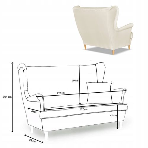 Sofa kanapa uszak Gaja ekoskóra skandynawska  beżowa na Arena.pl