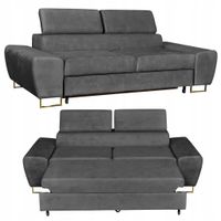 Sofa kanapa Bosso salon Family meble szary welur reg zagłówek