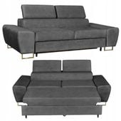 Sofa kanapa Bosso salon Family meble szary welur reg zagłówek