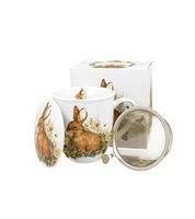 KUBEK Z ZAPARZACZEM POKRYWKĄ DO ZIÓŁ DUO ZAJĄC NA PREZENT 400 ML