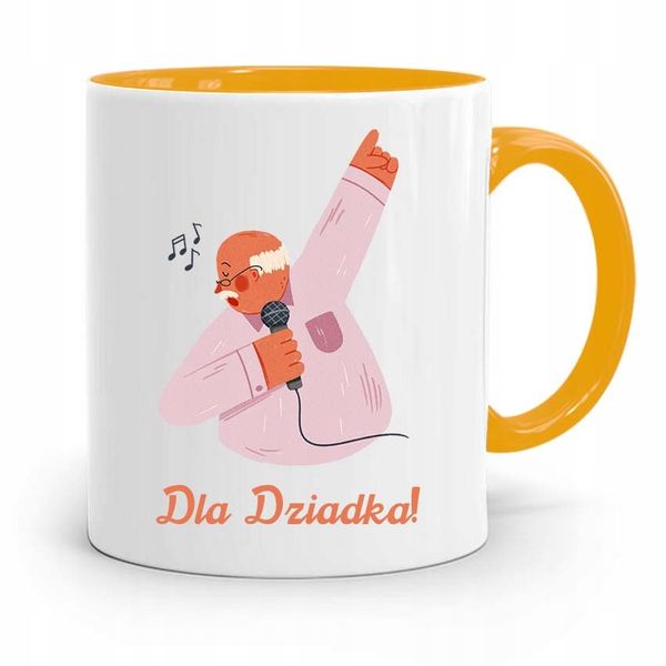 Kubek Żółty Prezent Na Dzień Dziadka Dla Dziadka Z Nadrukiem Ze Zdjęciem zdjęcie 1