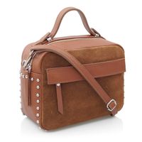 TOREBKA zamszowa listonoszka kuferek z ćwiekami V222 camel