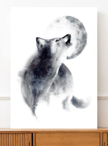 Plakat wilk akwarela 21x29,7 cm A4 na Arena.pl