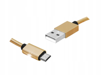 KABEL USB-A MicroUSB ZŁOTY 1M MOCNY OPLOT SZYBKIE ŁADOWANIE I TRANSFER