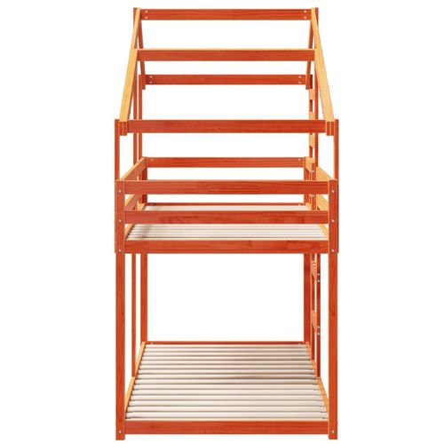 Łóżko z piętrem i daszkiem, woskowy brąz, 90x190 cm, sosnowe na Arena.pl