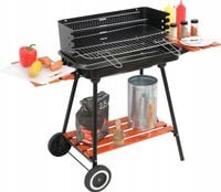 GRILL WĘGLOWY OGRODOWY SKŁADANE PÓŁKI STALOWY RUSZT 53x33cm PRZENOŚNY LUND