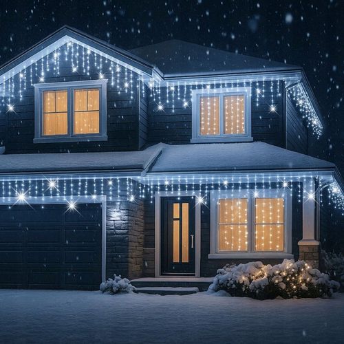 SOPLE 500 LED KURTYNA LAMPKI ZEWNĘTRZNE IP44 FLASH Białe ZIMNE 25M GRUBE na Arena.pl