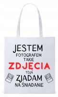 Dla Fotografa Fotografki Torba Eco Biała Shopper Z Nadrukiem Ze Zdjęciem