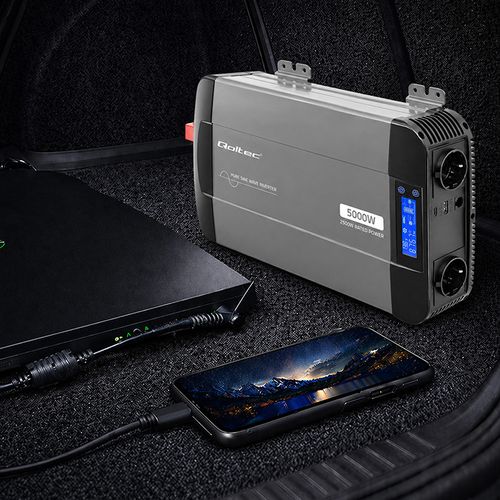 Qoltec przetwornica 12V/230V 2500W sinus na Arena.pl