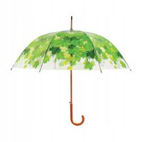 Parasol transparentny PRZEZROCZYSTY parasolka w LIŚCIE automat duża 92,5cm