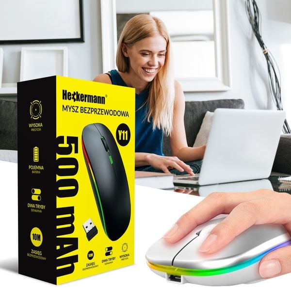 MYSZKA BEZPRZEWODOWA NA BLUETOOTH USB MYSZ KOMPUTEROWA DO LAPTOPA RGB zdjęcie 6