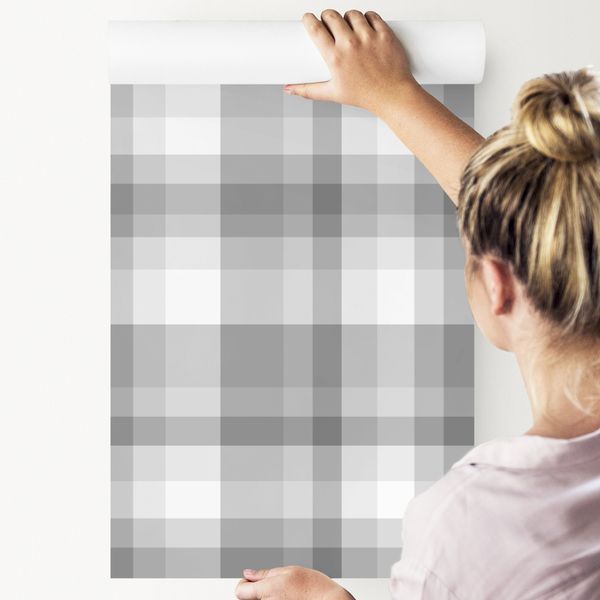 Tapeta Stylowa Krata w Kolorze Szarym zdjęcie 4