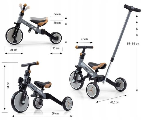 Rowerek 4w1 Milly Mally Optimus Plus Grey Sary na Arena.pl