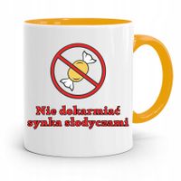 Kubek Żółty Prezent Dla Syna Nie Dokarmiać Synka Z Nadrukiem Ze Zdjęciem