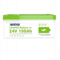 Anenji Bateria 24V 100Ah LiFePO4 2560Wh Akumulator z BMS PV Kamper Off