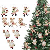 ZAWIESZKI DREWNIANE ŚWIĄTECZNE 9 szt OZDOBY CHOINKOWE BOMBKI NA CHOINKĘ