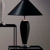 Szklana LAMPA stołowa REA 40602102 Kaspa abażurowa LAMPKA nocna czarna