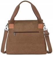 TORBA TOREBKA DAMSKA NA RAMIĘ POJEMNA MOCNA LISTONOSZKA PŁÓCIENNA BRĄZOWA