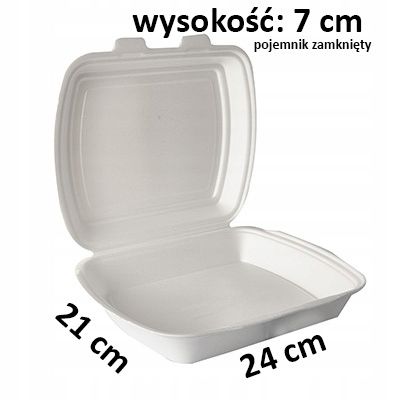 Pojemniki obiadowe styropianowe opakowania jednorazowe XPS 24x21x7cm na Arena.pl