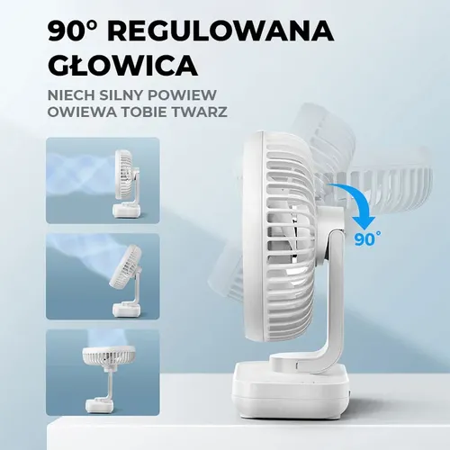 Wentylator stołowy Ocoopa D606 white akumulator USB na Arena.pl