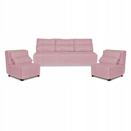 Zestaw KIMO funkcja spania sofa fotele Family Meble różowy Hunter welur na Arena.pl