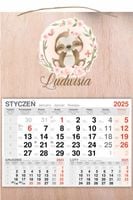 KALENDARZ 2025 jednodzielny DREWNIANY prezent dla dziecka personalizowany