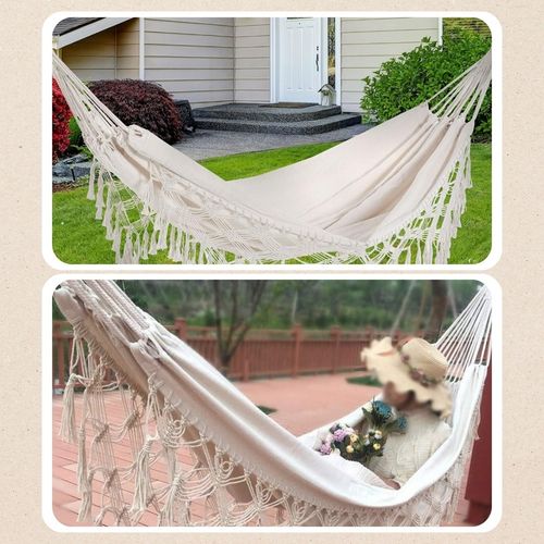 Wygodny HAMAK OGRODOWY BOHO makrama HUŚTAWKA ogrodowa LEŻAK WISZĄCY mocny na Arena.pl