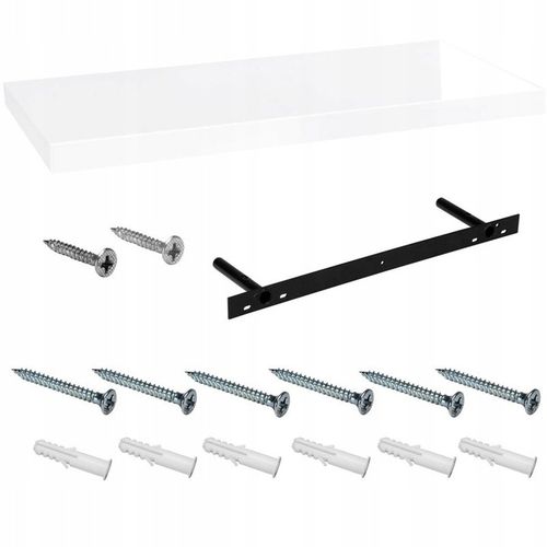 PÓŁKA ŚCIENNA WISZĄCA DESKA SALON BIAŁY POŁYSK 50 na Arena.pl