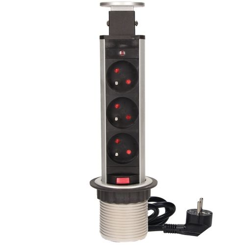 GNIAZDO POTRÓJNE WPUSZCZANE CHOWANE W BLAT NABLATOWE GNIAZDKO SREBRNE na Arena.pl