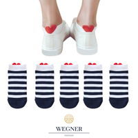 Damskie Skarpetki Stopki - 5 Par Białe z Motywem Serca, Rozm. 36-39