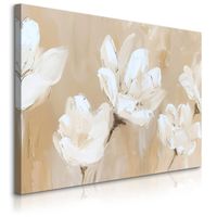 Obraz Na Płótnie Do Sypialni Białe Kwiaty Malarstwo Vintage 120cm x 80cm