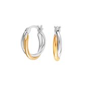 srebrne kolczyki podwójne koła pozłacane 14mm - kdk6717