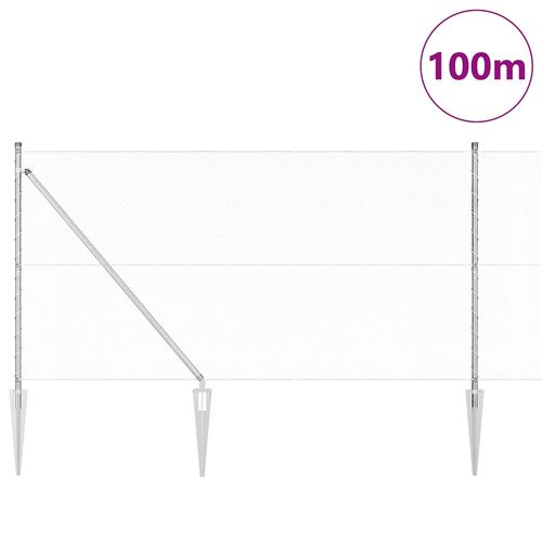 Ogrodzenie z słupkami Srebrny 1 x 100 m Stal pokryta PCV na Arena.pl